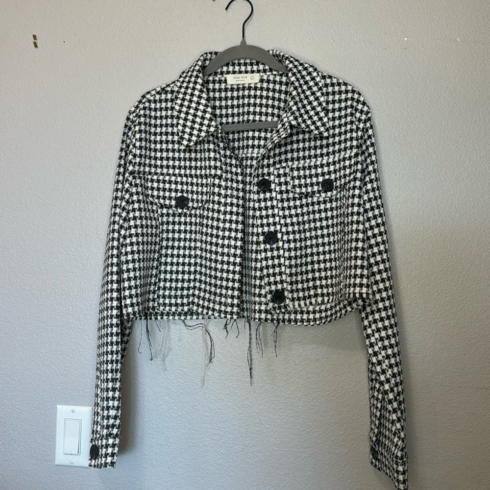 Cropped houndstooth jacket